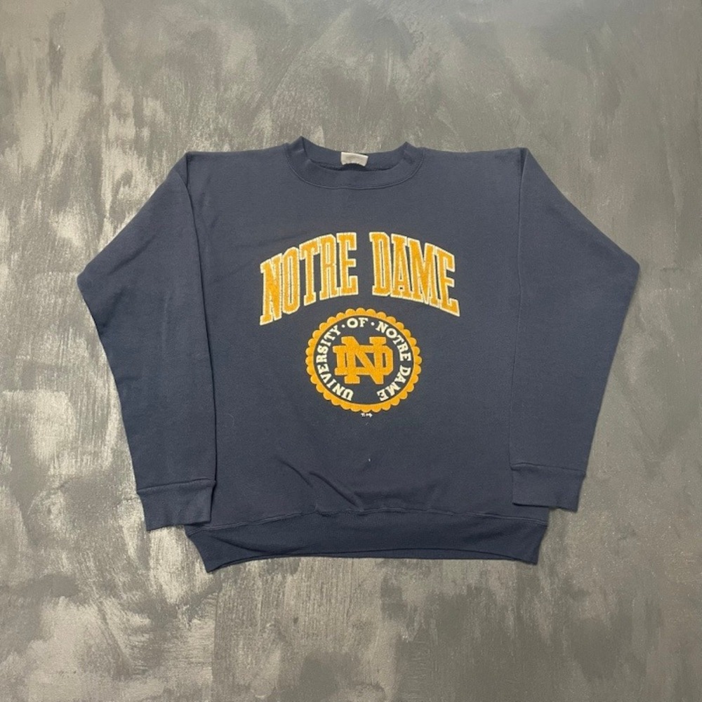 Vintage Notre Dame University Crewneck Sweatshirt Mens M‎ Navy Blue 90s Classics